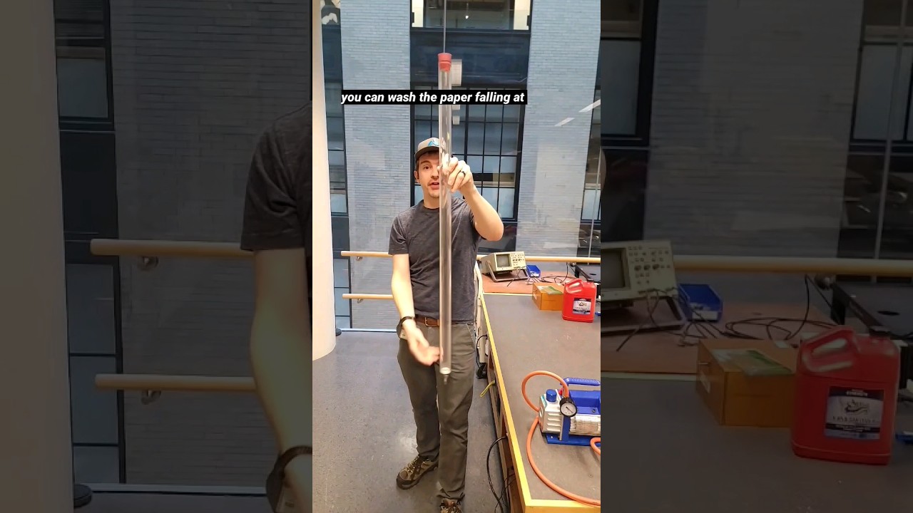 Coin and a feather falling in a vacuum! Who wins? #science #physics #interesting #stem