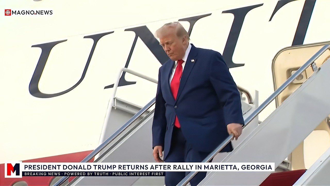 🇺🇸 President Donald Trump Returns to Washington, DC after MAGA Rally in Marietta, Georgia [LIVE]