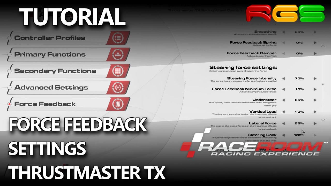 RaceRoom RE | Wheel and Force Feedback Settings for Thrustmaster TX One | New Update 2016
