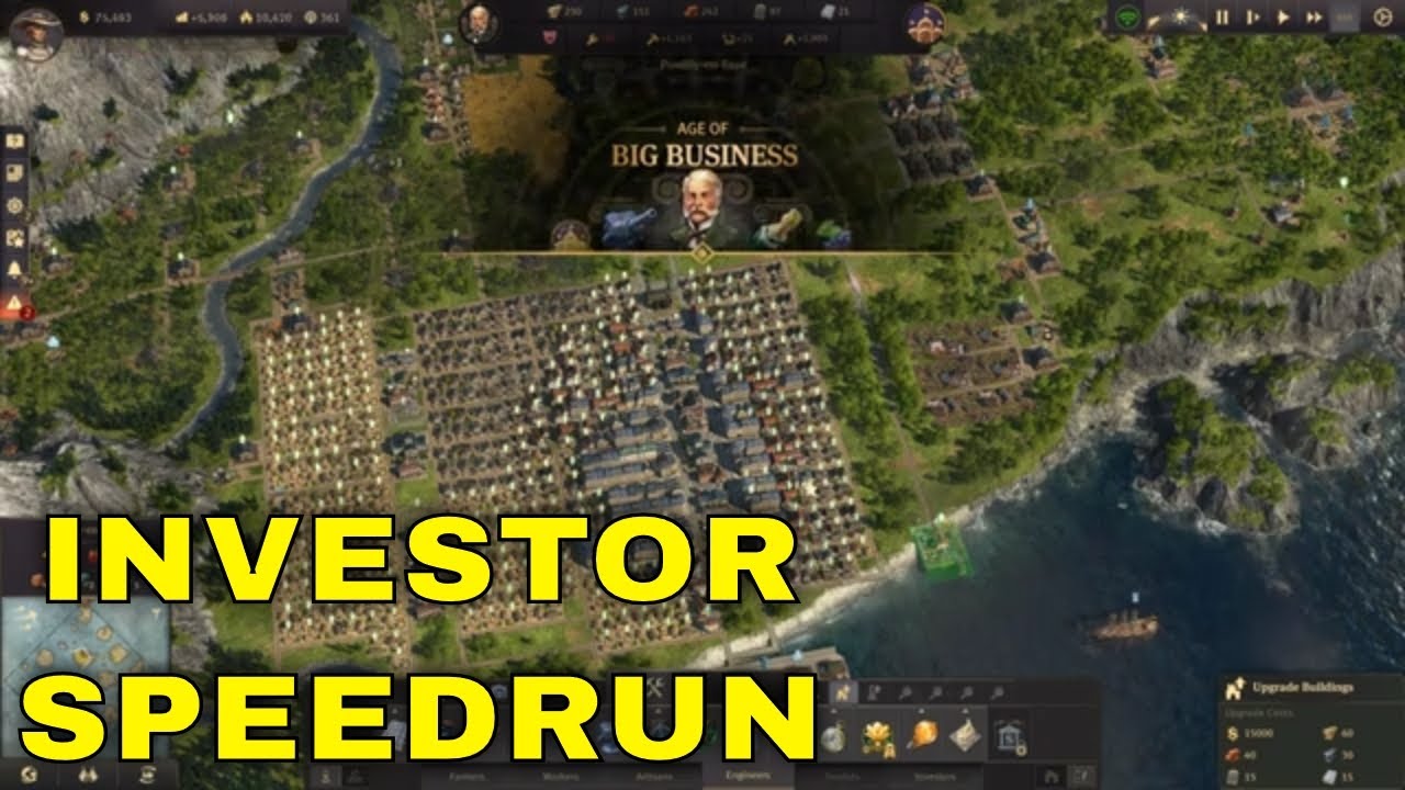 The First Investor in 1:20:17 ~ Anno 1800 Speedrun ~ ALL DLC ~ No townhalls or mods.