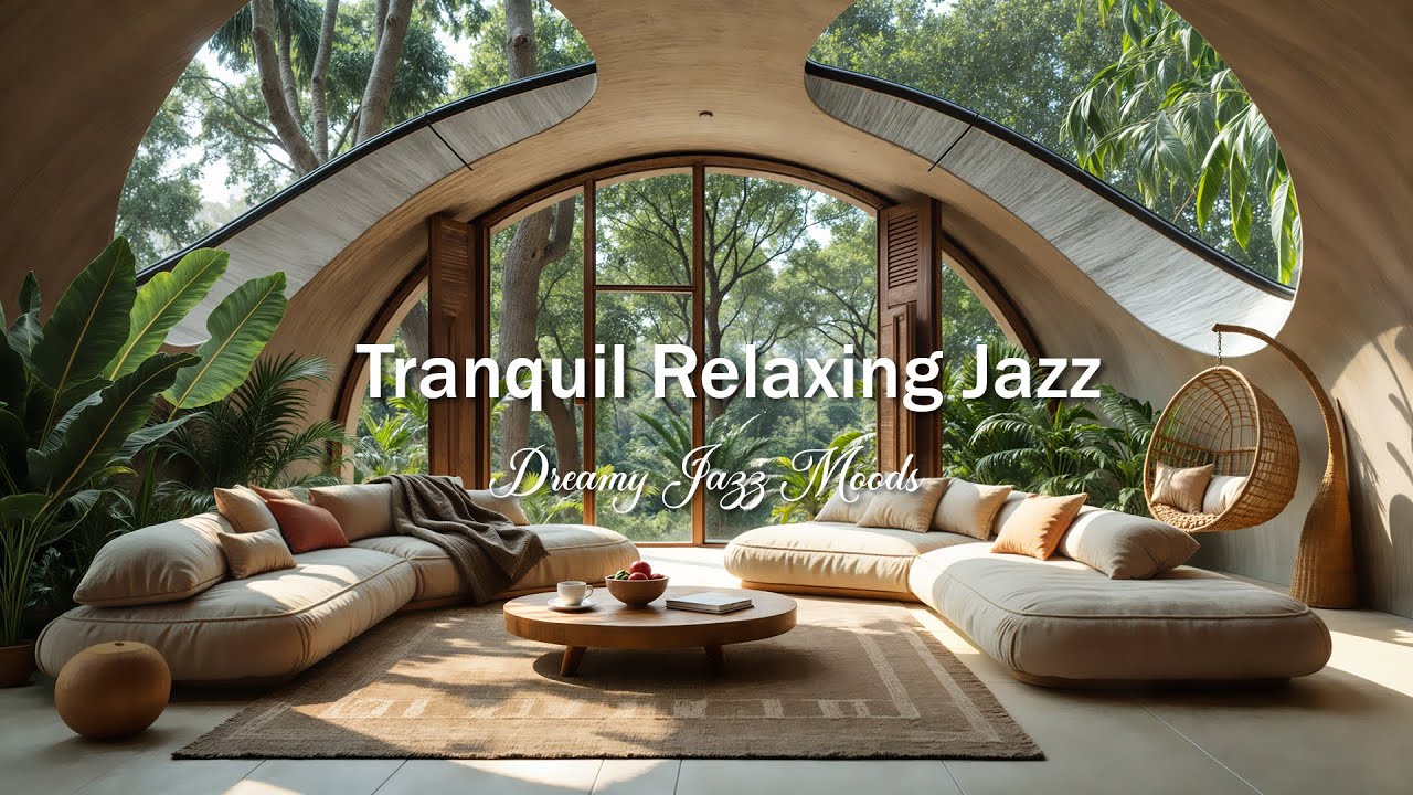 Cozy Living Room in Forest Cafe Cabin - Tranquil Relaxing Jazz Music & Positive Jazz for Work, Study