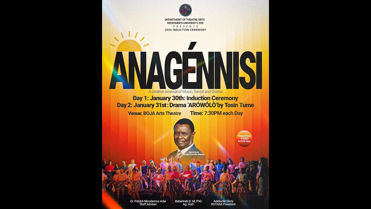 DEPARTMENT OF THEATRE ARTS  REDEEMER'S UNIVERSITY 2026 INDUCTION CEREMONY