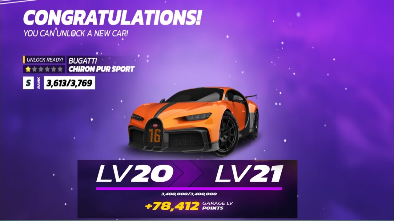 Asphalt Unite - Unlocked Buggati Chiron Purb Sport | Garage Level 21