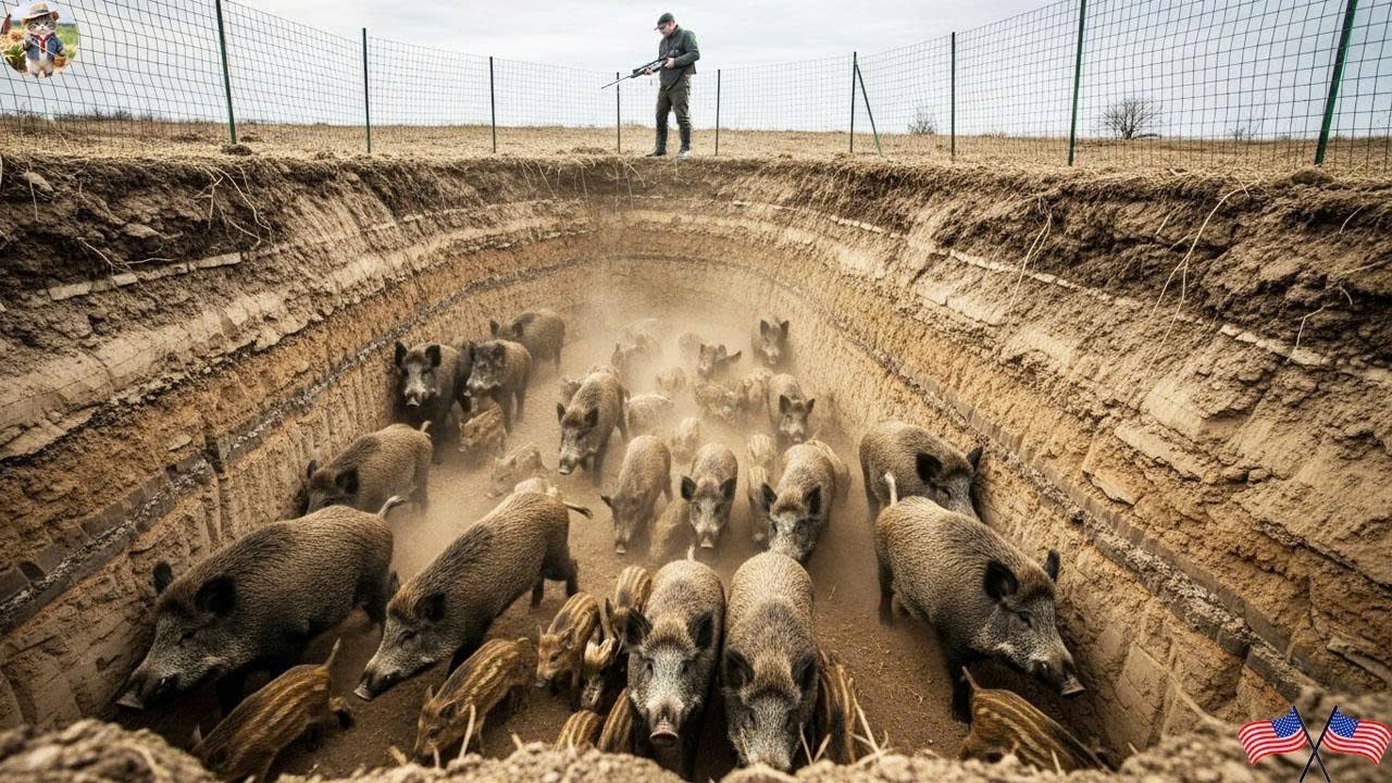 Wild Boar Trap Works Better Than Expected - Wild Boars Caught After Midnight