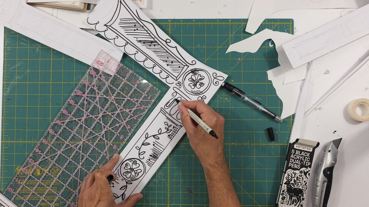 Draw along with me in real time. Creating the artwork for the doll theater.