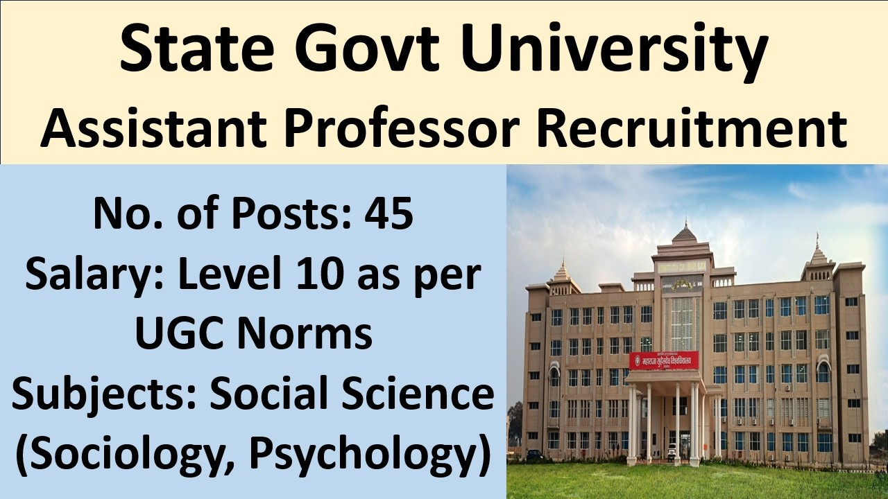 State Govt University Assistant Professor Recruitment | Teaching Job Notification | Lecturer