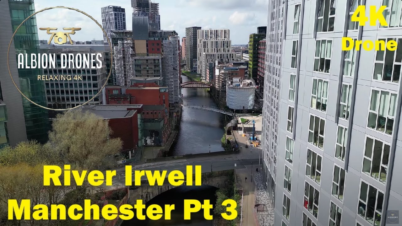 Urban River Irwell - Drone in Manchester City Centre - DJI MINI3 Pro 4K