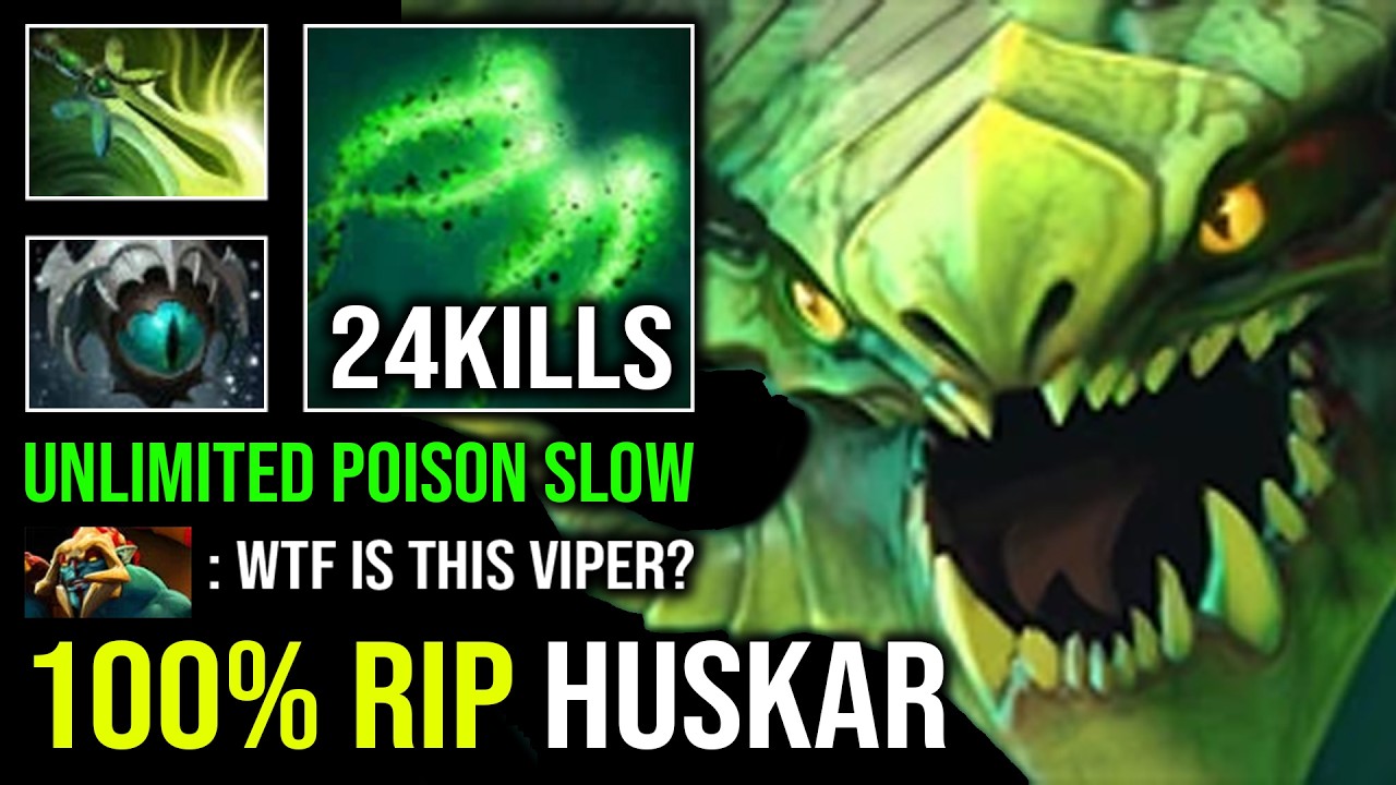 How to Delete Huskar From Offlane with 120% Slow Eye of Skadi Poison Max Range Viper Dota 2