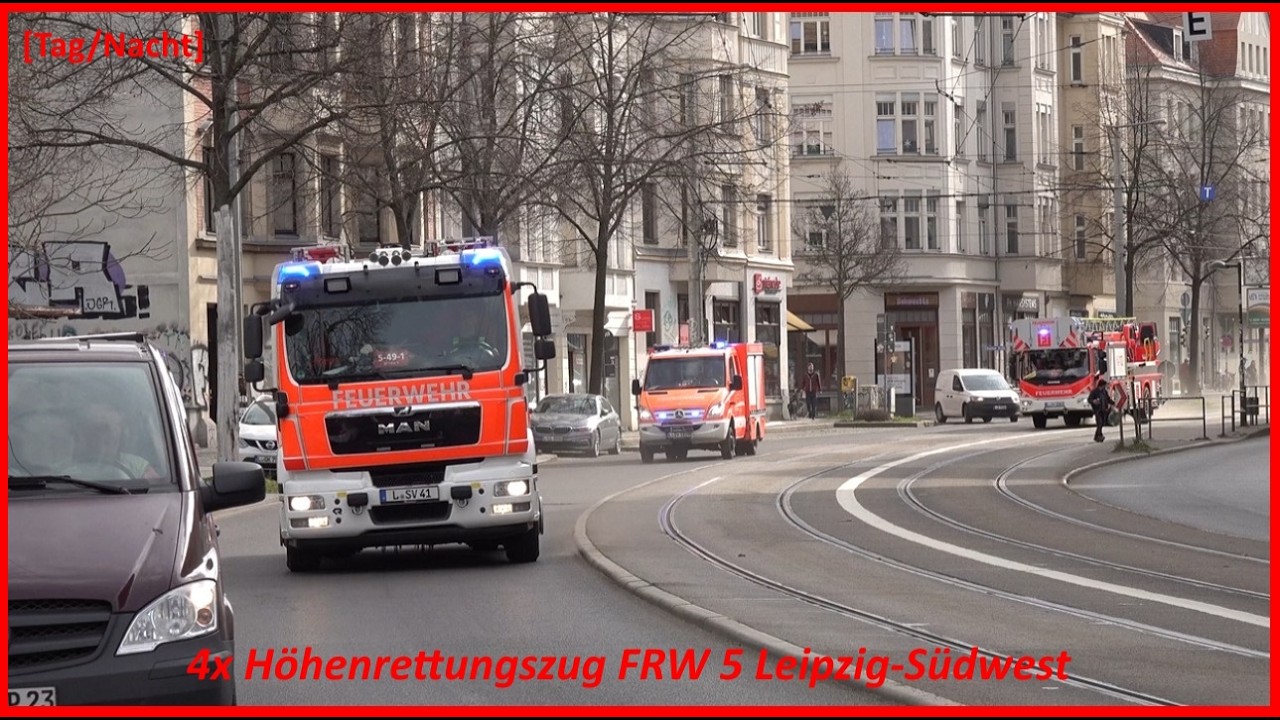 Tag Nacht 4x H&ouml;henrettungszug FRW 5 Leipzig S&uuml;dwest