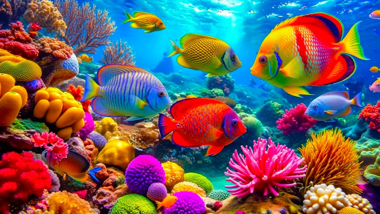Whispering Blue Serenity – 4K Aquarium with Coral Reef and Relaxing Sounds #3
