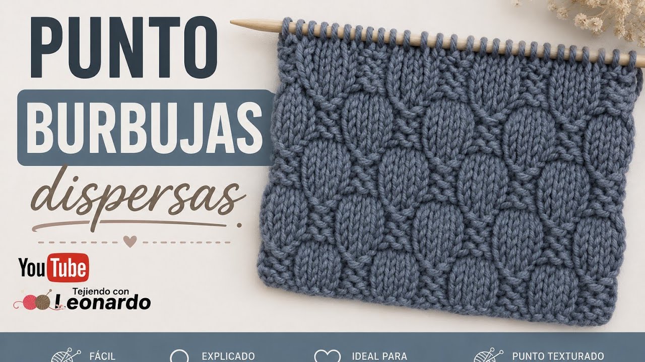 Punto burbujas dispersas a dos Agujas/Tejiendoconleonardo