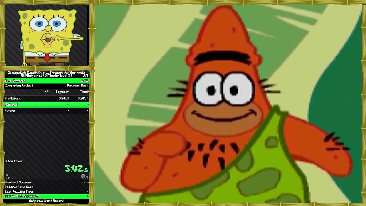 [PB/WR] All Minigames: Difficulty level 2 in 10:23 - Spongebob Squarepants Through The Wormhole