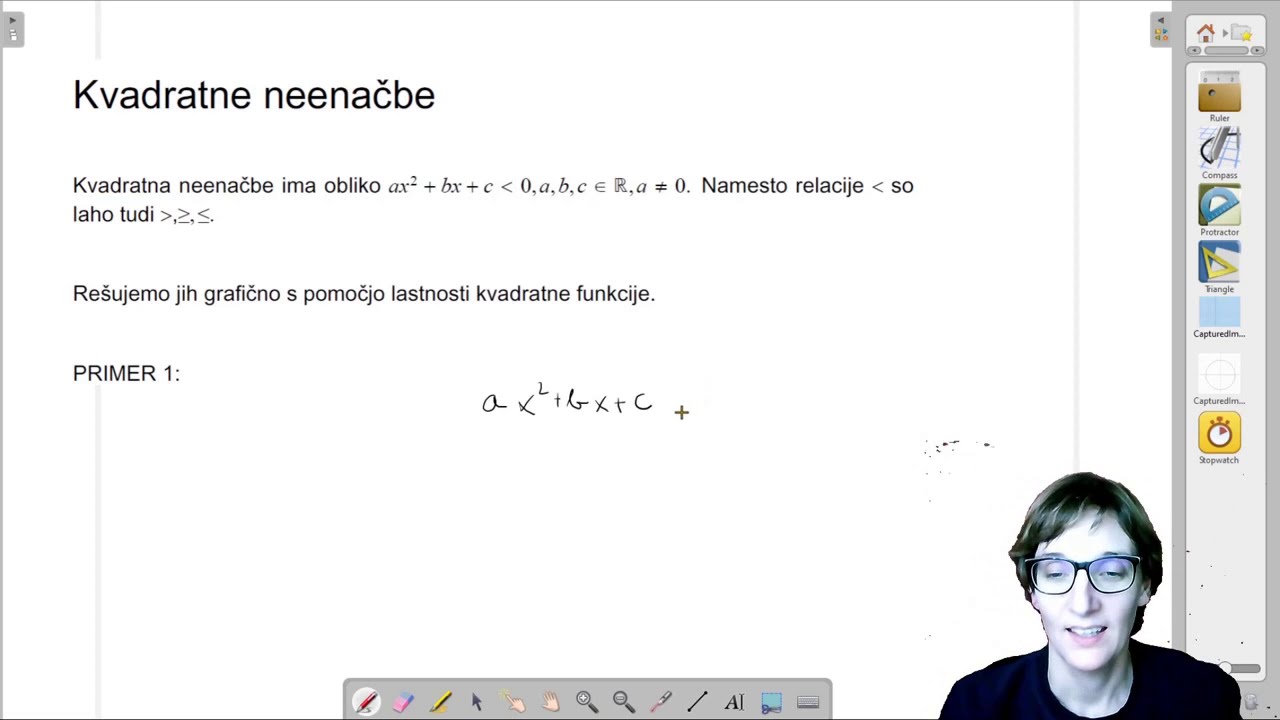 Kvadratna neenačba - definicija - 1.del