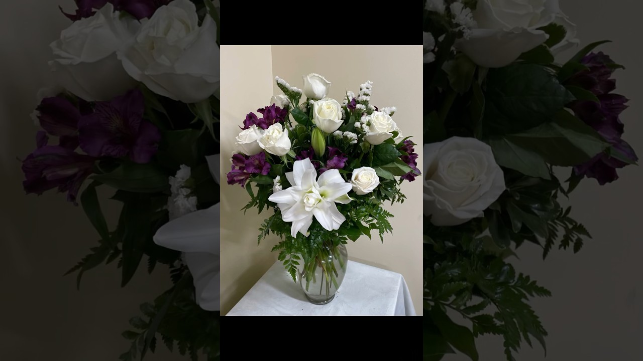 Make a tall rose vase arrangement in a flower shop#flowers#shorts #shortvideo
