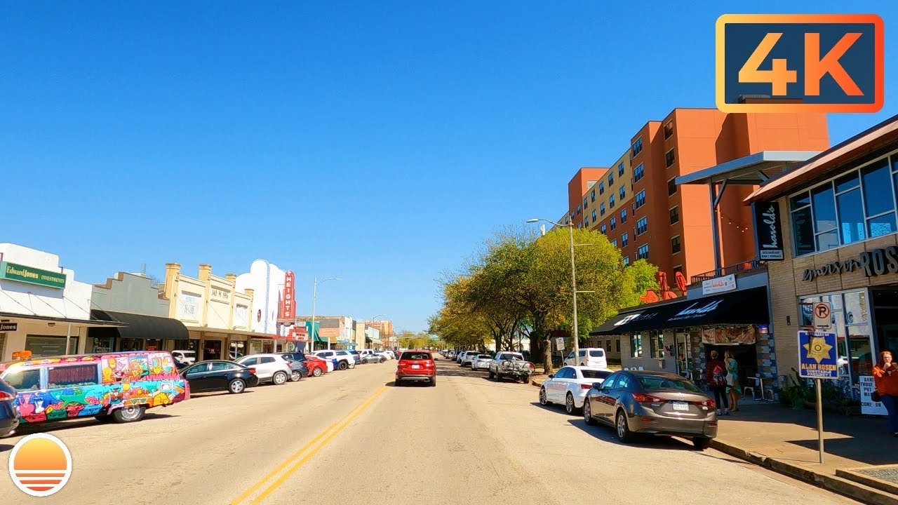 Heights Neighborhood to Downtown Houston, Texas. An UltraHD 4K Real Time Driving Tour.
