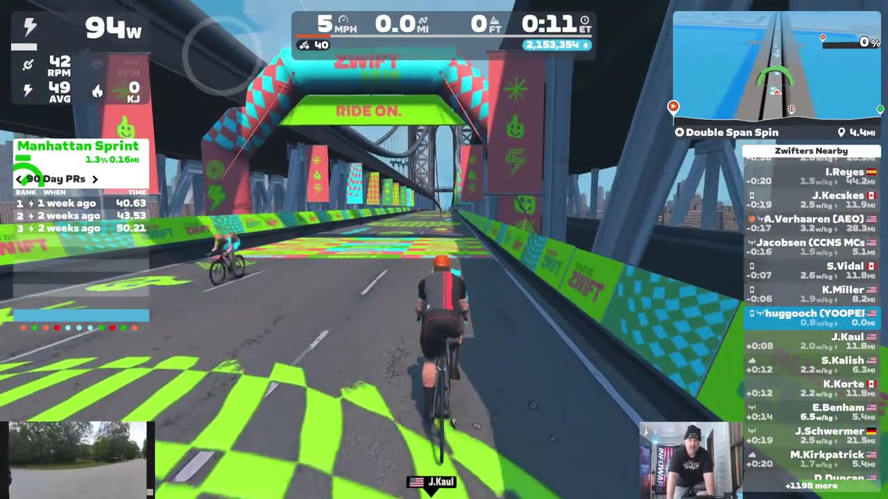 Zwift - Double Span Spin in New York + Sleepless City in Makuri Islands