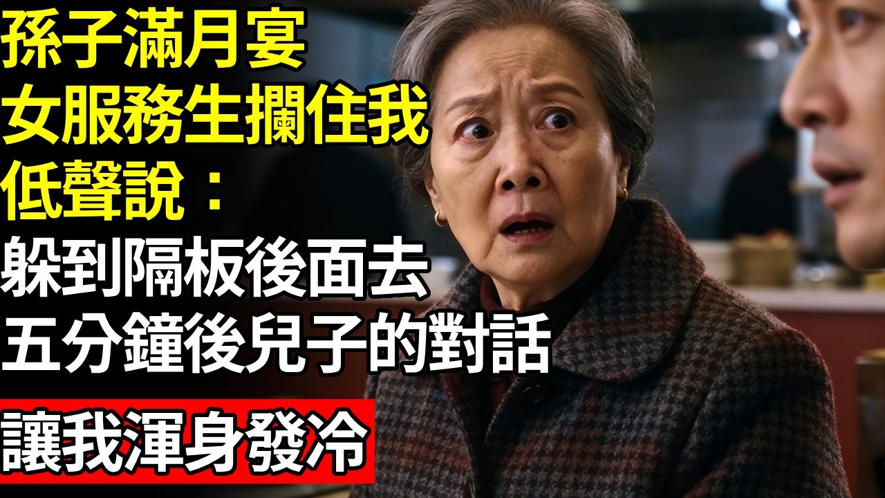 孫子滿月宴，女服務生攔住我，低聲說：躲到隔板後面去，五分鐘後兒子的對話，讓我渾身發冷# 養老 #人間家務# 晚年真相#不肖子孫