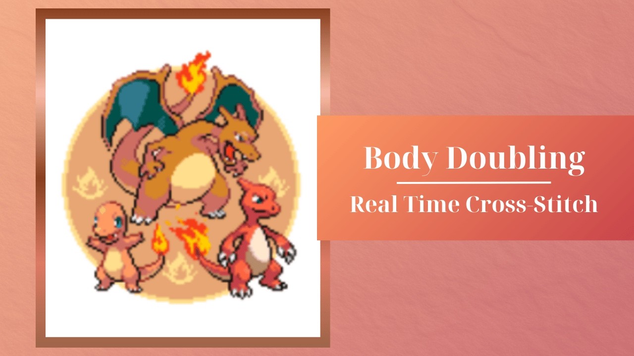 1h Body Doubling Session | Silent Real-Time Cross-Stitch | Cozy Coworking | Relaxed Music Studying