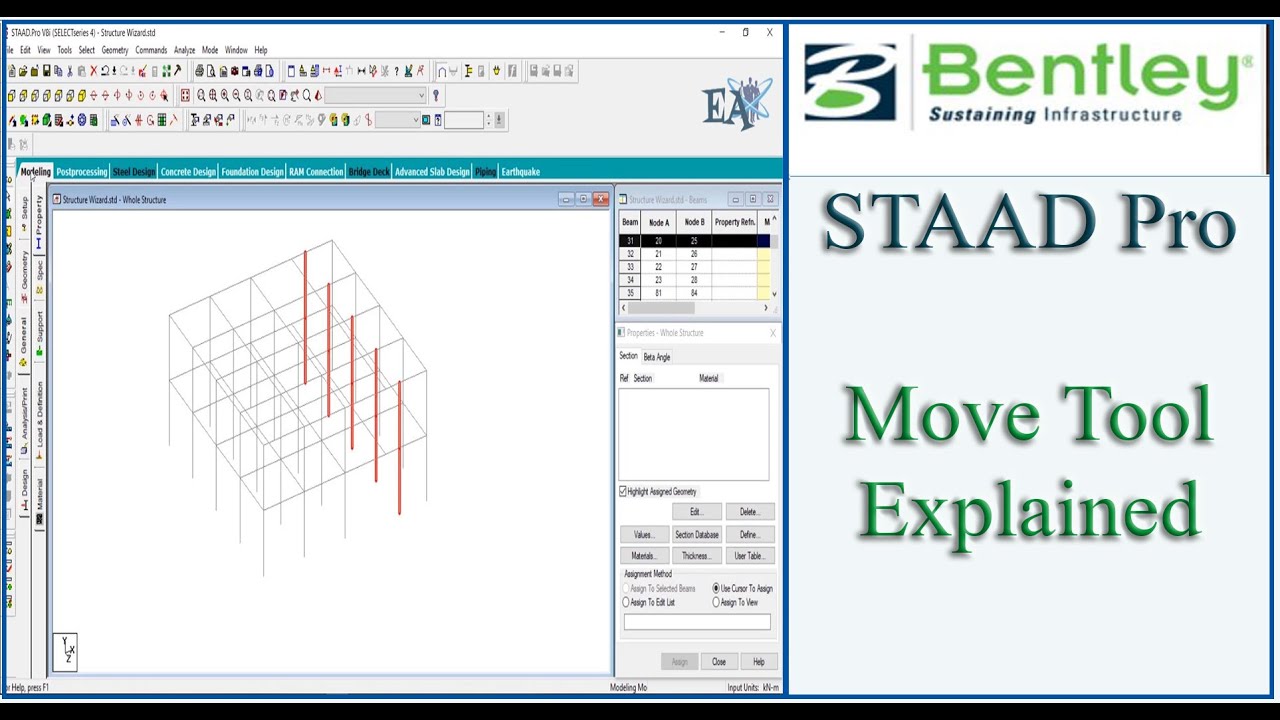 STAAD Pro Tutorial For Beginners [Episode 6]: Using Move Tool