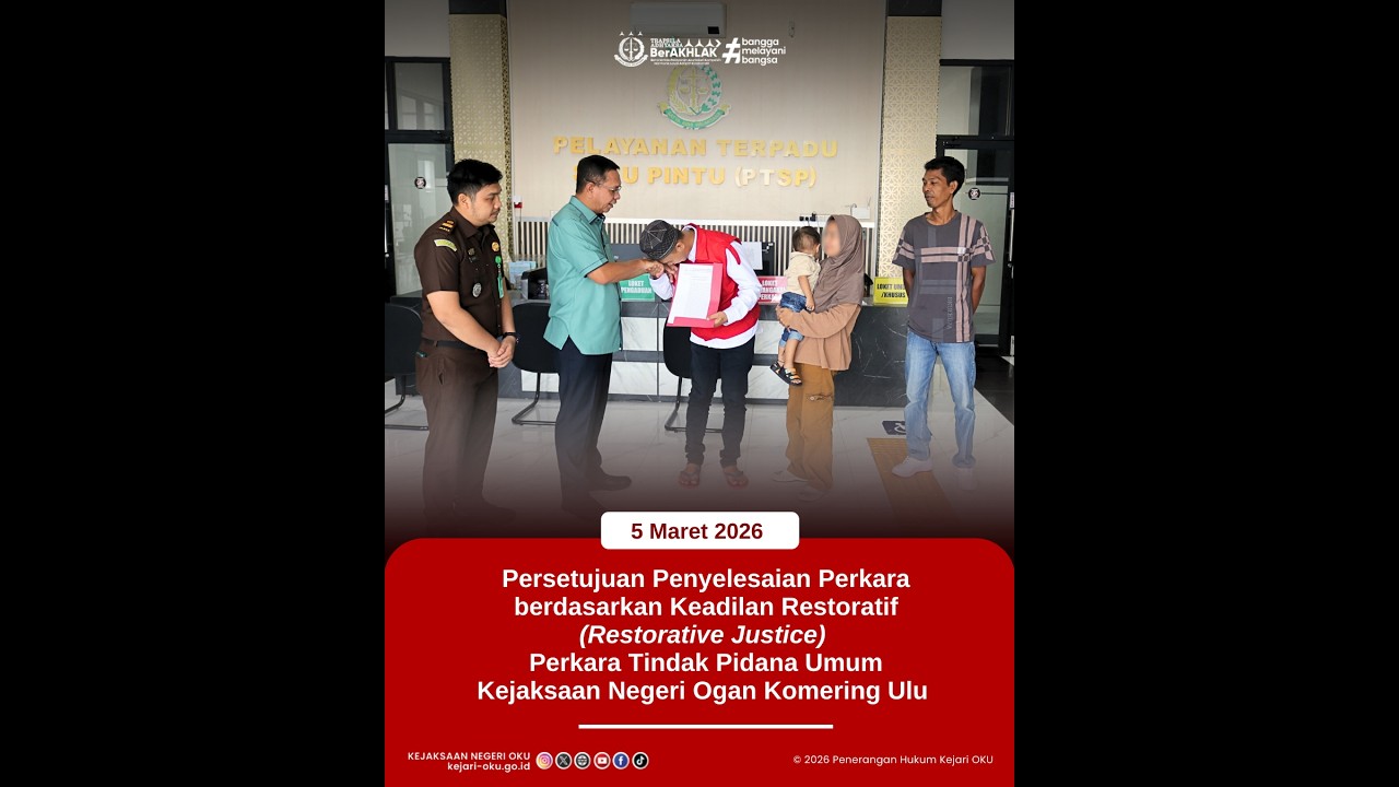 Kejari OKU | Perkara Penadahan diselesaikan Melalui RJ