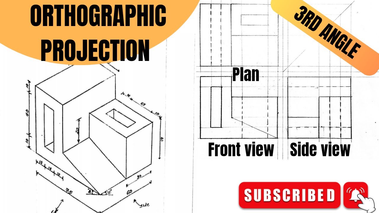 Orthographic drawing in engineering drawing | technical drawing