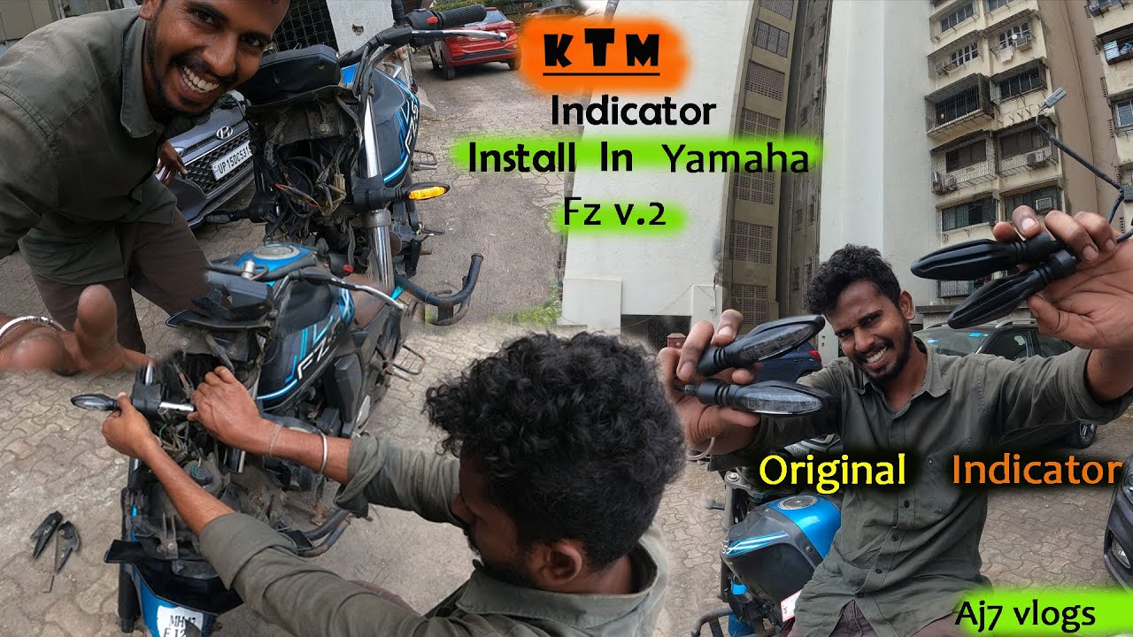 KTM Indicator Installation yamaha fz V2 |   Original ktm indicator in fz ktm indicator insstallation