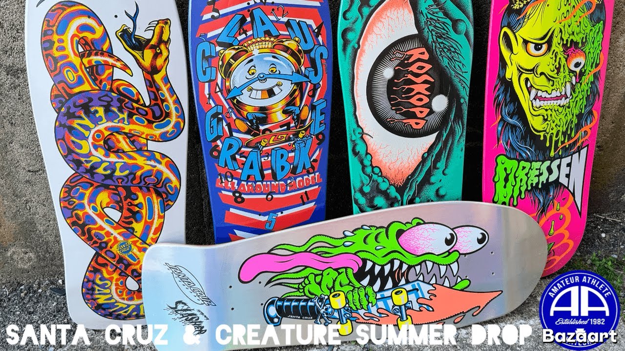 Новые доски для скейтбордов Santa Cruz и Creature. Графика, размеры и первые взгляды!