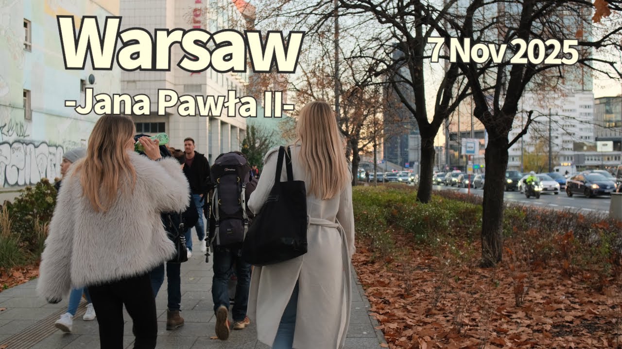 Autumn Walk Warsaw Jana Pawła II Poland - 7 November 2025 | Walking Tour