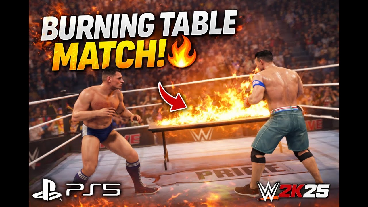 John Cena vs Gunther in a BURNING TABLE MATCH 😱 @WWE2k25 #wwe #viral #shorts #shortvideo💥 PS5 4K60