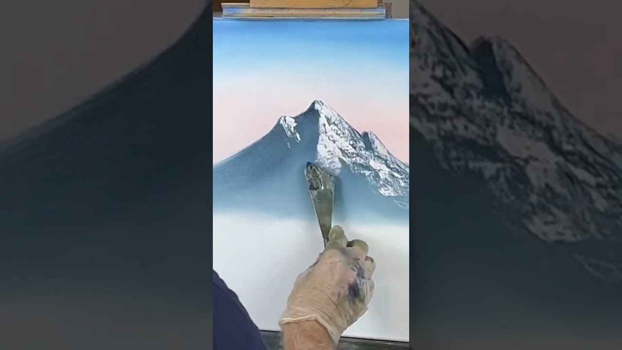 Putting snow on the mountain #painting #shorts #timelapse #oilpainting #satisfying ￼