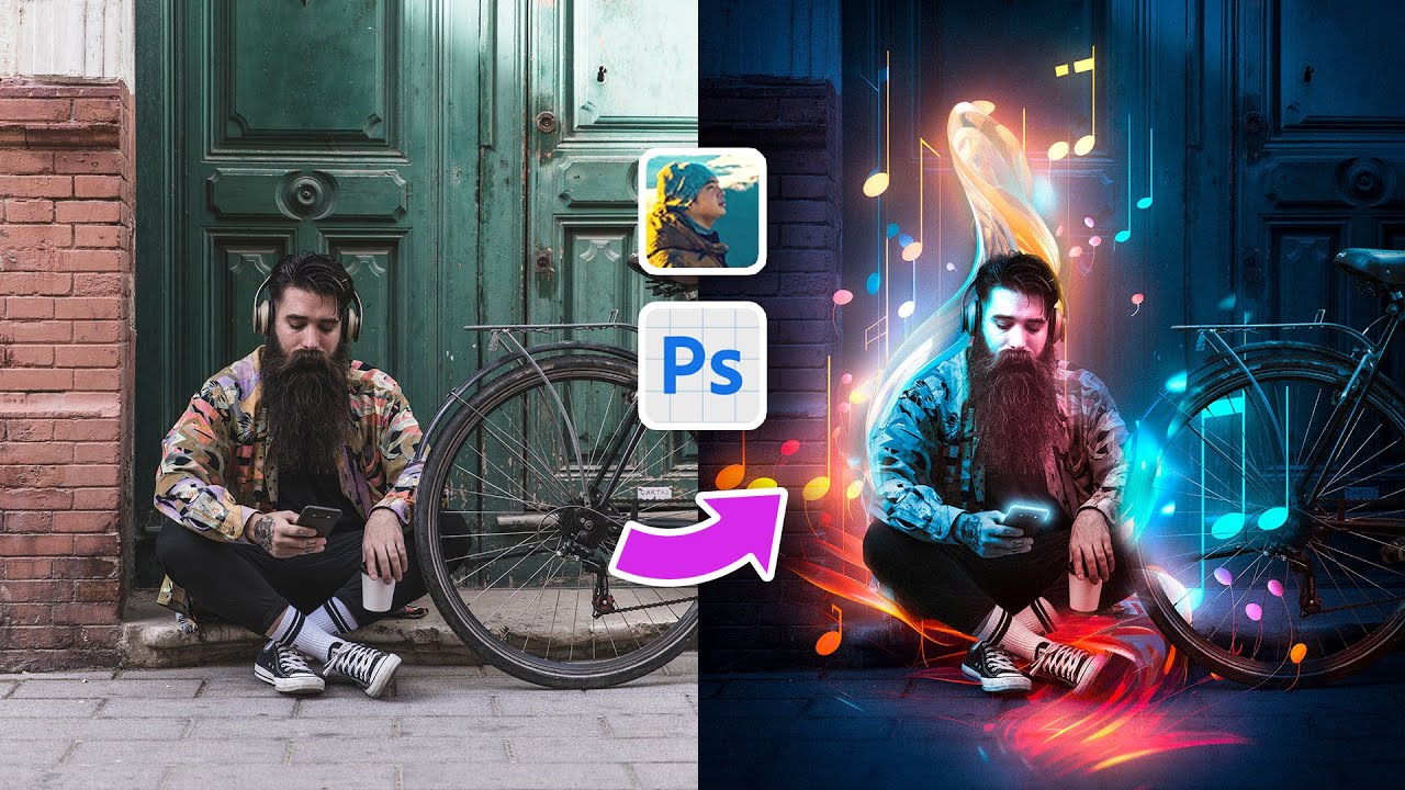 Visualizing the Rhythm: A Photoshop Transformation 🎧🔥