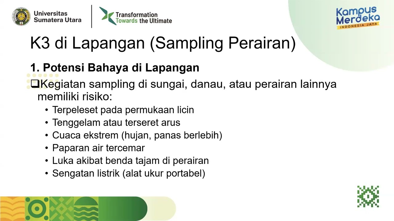 Kuliah Kualitas Air 2: K3 di Lapangan dan Laboratorium