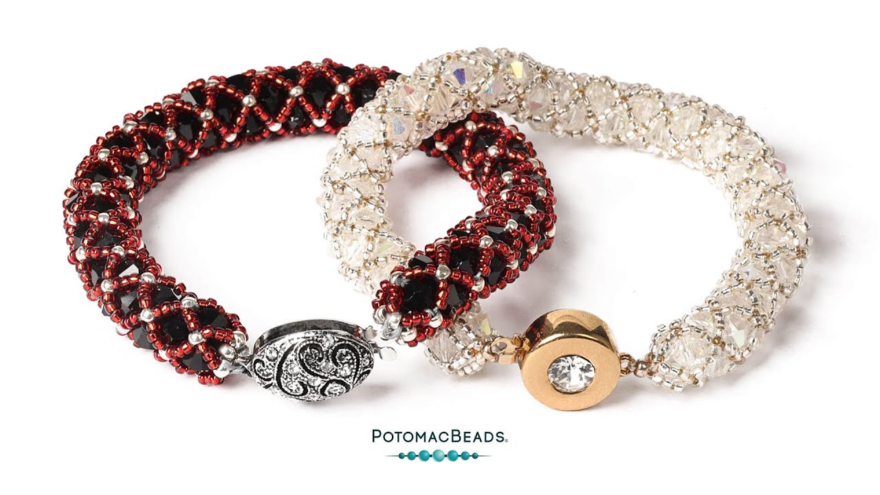 Crystal Netting Lace Bracelet - DIY Jewelry Making Tutorial by PotomacBeads