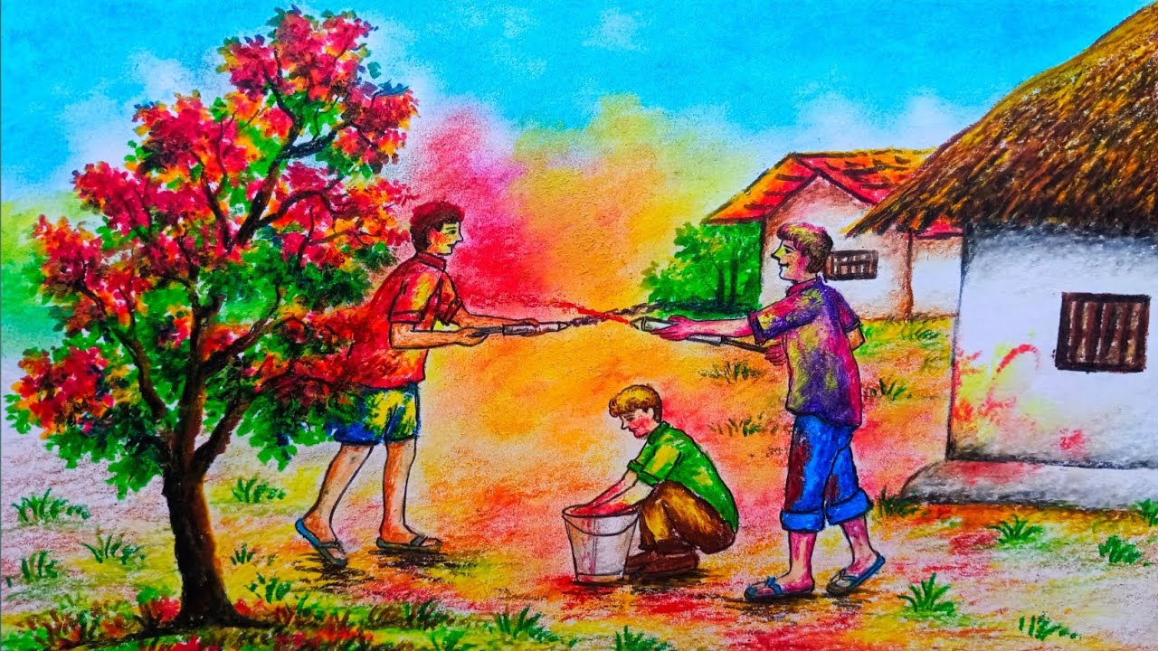 Spring Season Drawing For Kids // Drawing Pictures Of Nature