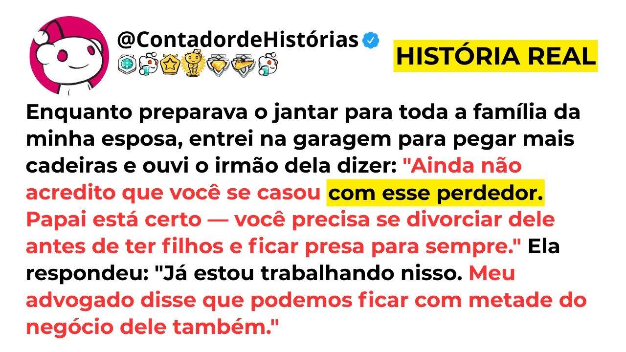 Enquanto preparava o jantar para toda a família da minha esposa, entrei na garagem para pegar mais..