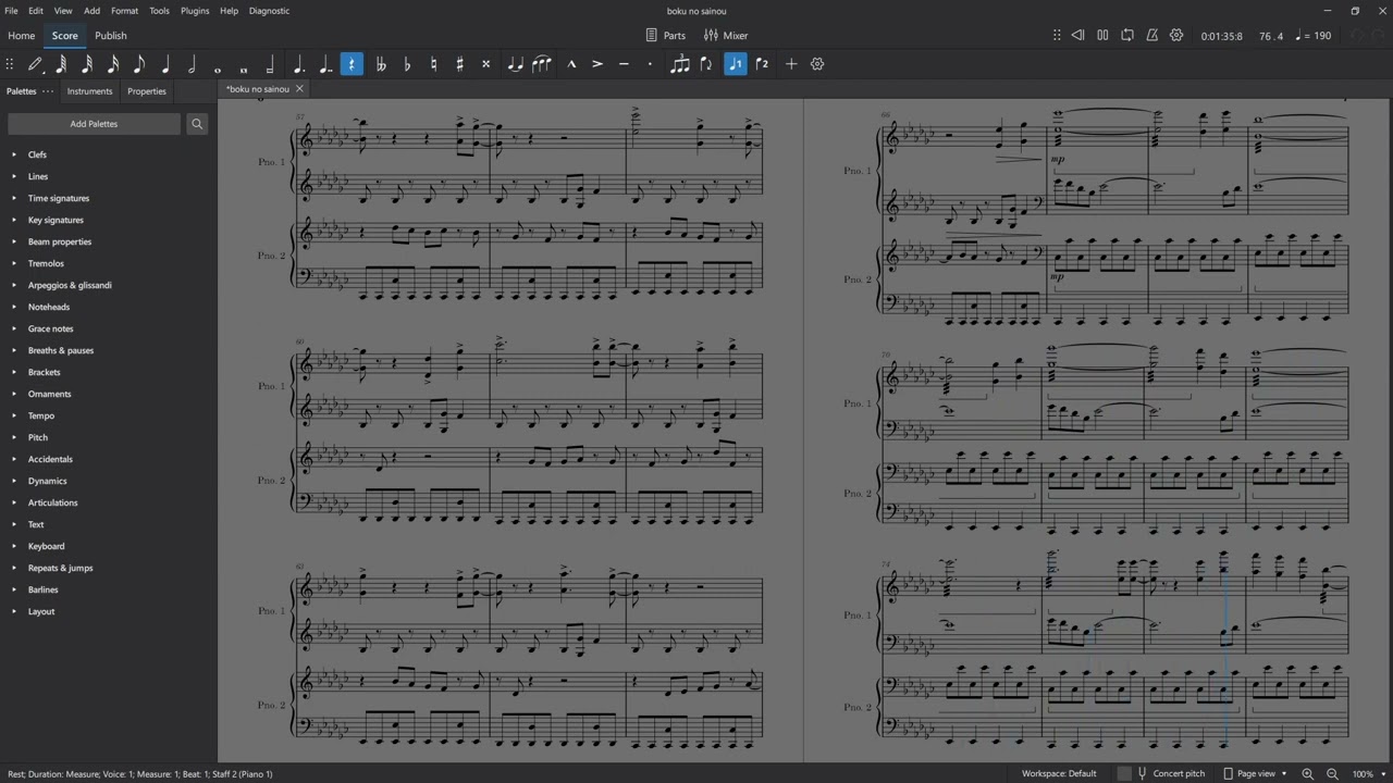 boku no sainou, transcribed for 2 pianos.