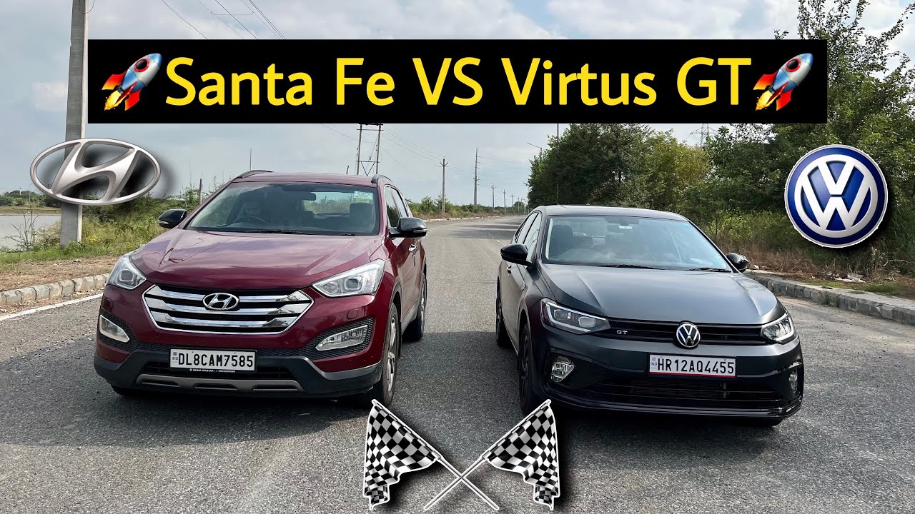 Hyundai Santa Fe против Volkswagen Virtus GT Drag Race🔥| Круто😬 #santafe #virtusgt #dragrace