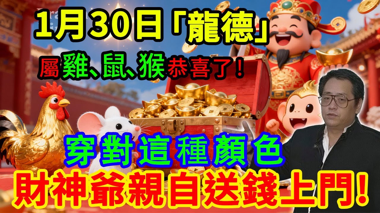 屬雞、鼠、猴的恭喜了！1月30號「龍德」入庫！穿對這種顏色，財神爺親自送錢上門！#民俗穿衣顏色指南 #龍德入庫 #屬雞鼠猴財運 #甲辰日穿衣指南