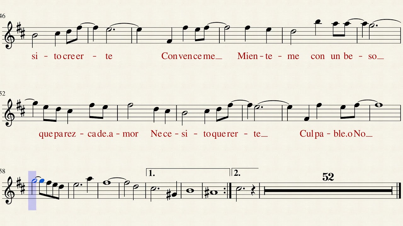 Luis Miguel  Culpable o No (Mienteme) - Bb Instrument sheet music