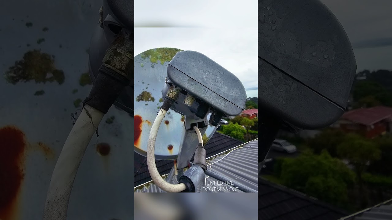 Replace the old LNB of satellite dish m,clean the surface and restore the signal. #satelitte