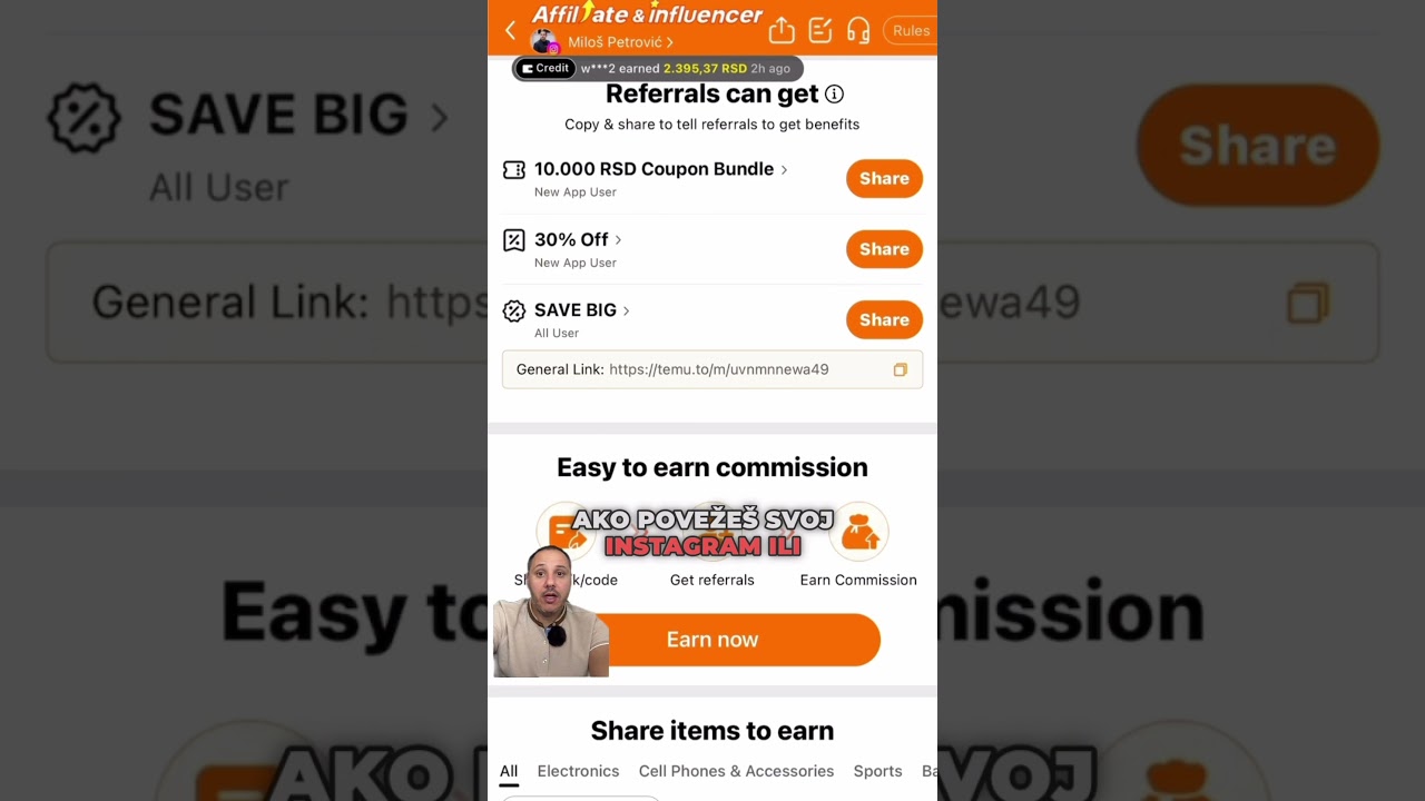 Kako da zaradi&scaron; od TEMU aplikacije #onlinezarada #affiliatemarketing