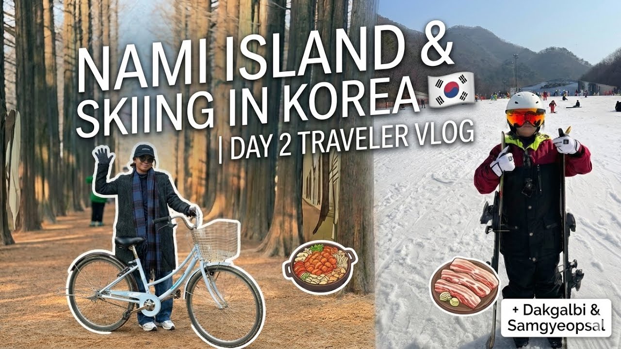 Seoul Vlog Day 2 | Nami Island & Skiing + Dakgalbi & Samgyeopsal