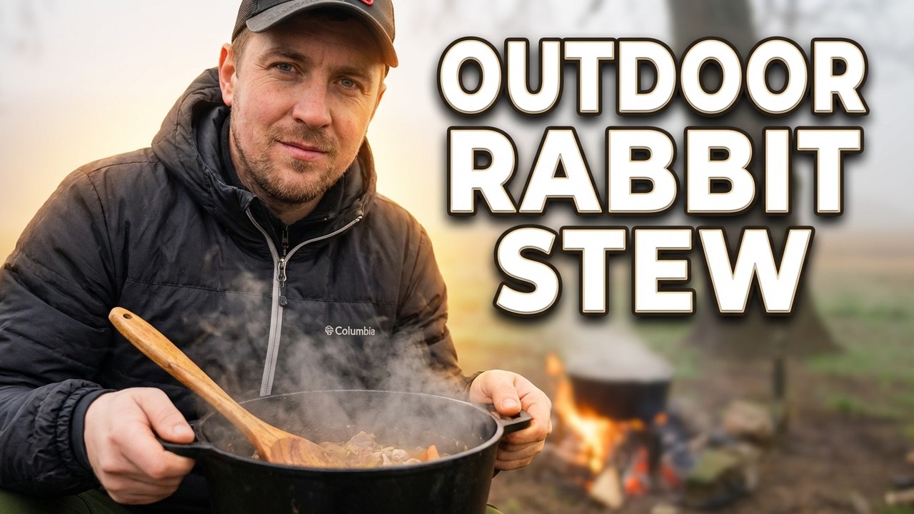 Rustic Rabbit Stew Cooked Outdoors – Dutch Oven Recipe