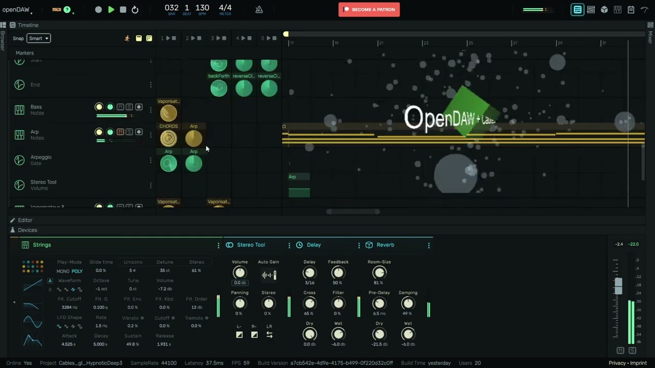 Create awesome Visuals using OpenDAW and cables.gl!