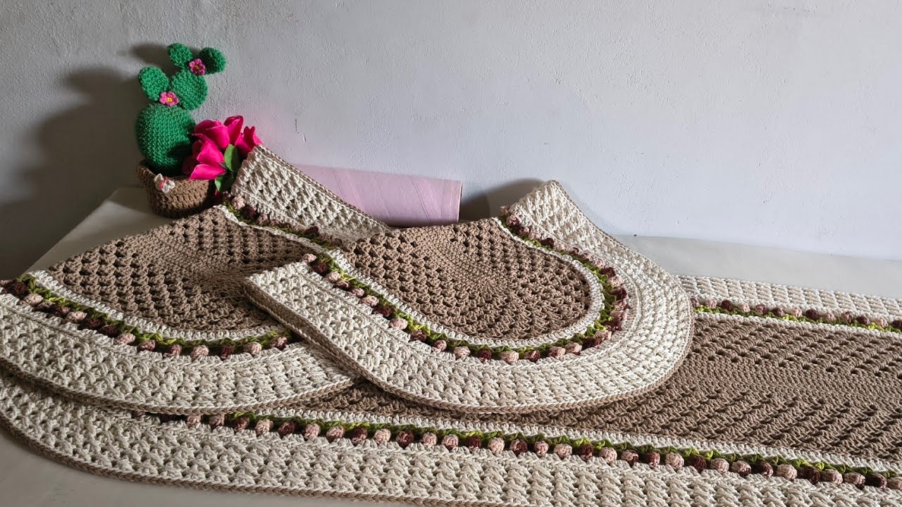 Jogo de cozinha Jaqueline com tulipas 🤩 o queridinho do momento #crochet #vlog 