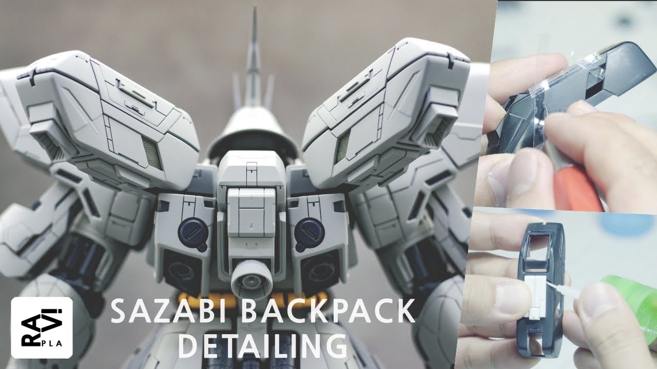 Gunpla Custom Build / SAZABI Ver.Ka BACKPACK Part 2 - Panel line scribing