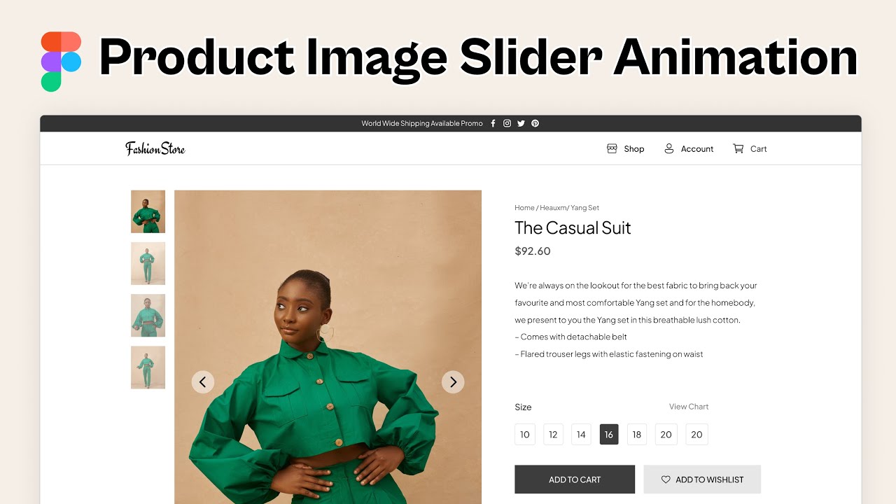 eCommerce Product Image Slider Animation in Figma using smart animate and interactive component