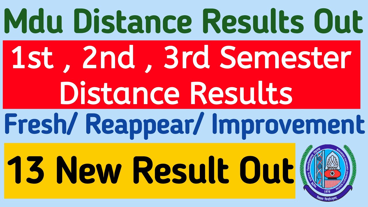 Mdu Distance 1st & 2nd semester Result out 2022 | Mdu distance 3rd semester result out 2022