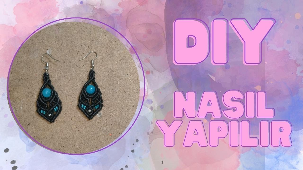 Makrome K&uuml;pe Yapımı / Macrame Earring Tutorial / DIY
