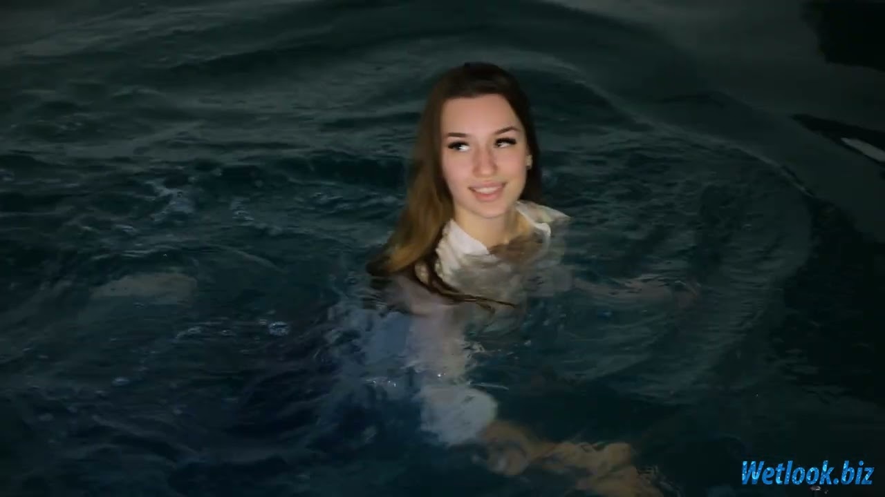 Casual Wetlook in White Shirt and Jeans | Indoor Pool Session